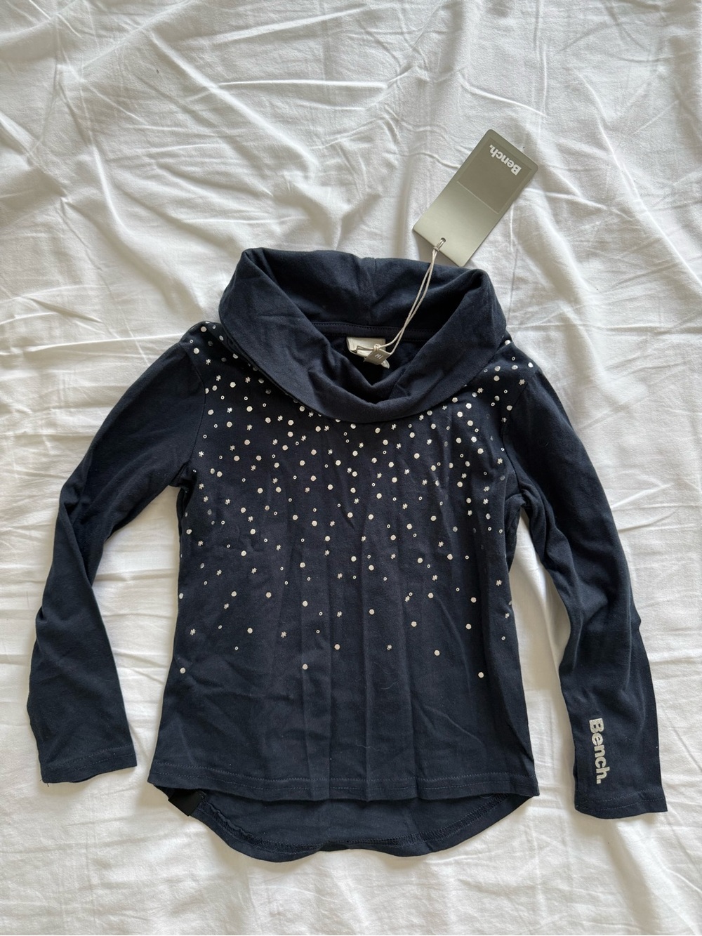 🩶 NWT Bench Navy Cowl Neck Long-Sleeve with Sparkle detail
